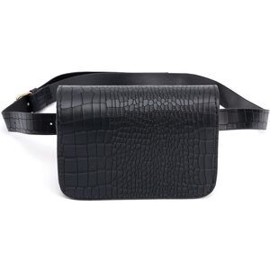 Women's Mini Waist Belt Bag/Fanny Pack in Crocodile Pattern Black OS